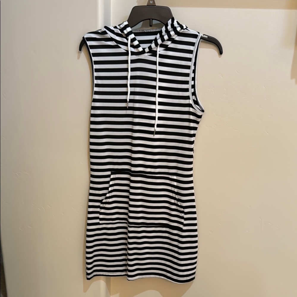 SHEIN Black and White Striped Mini Dress